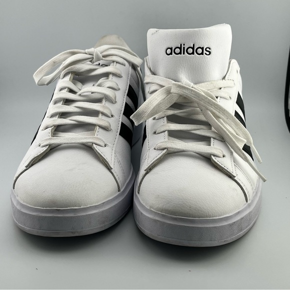 Adidas Grand Court 2022 Classic White Leather Sneakers Black Stripes Mens 8